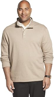 Tuck Jaspe Button Mock Pullover 