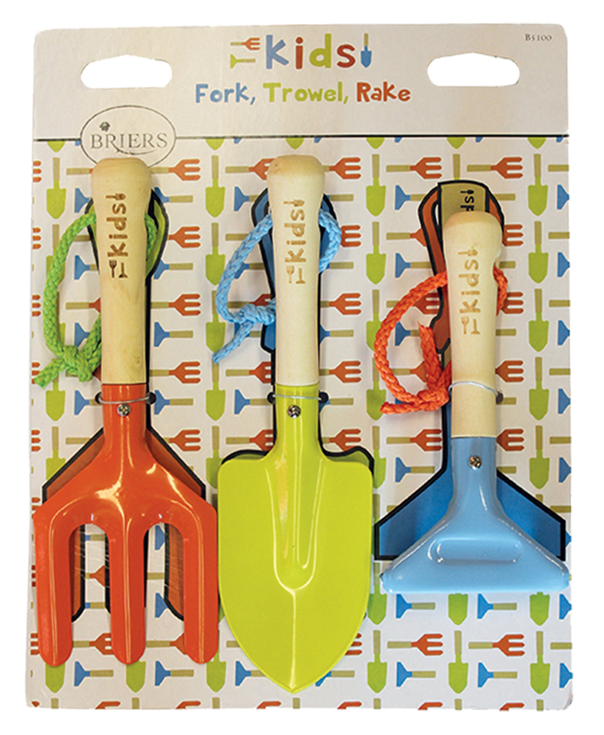 Briers Kids Triple Pack Tool Set, Includes Hand Fork, Trowel and Rake