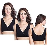 CAKYE 3 Pack Maternity Nursing Sleep Bra Breastfeeding Cotton Bralette