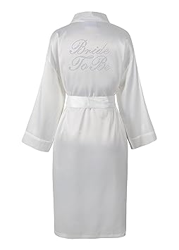 Von varsany Bride to be Satin Strass Bademantel personalisierbar mit Bademantel Kimono elfenbeinfarben