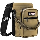 NATURE PIONEOR Water Bottle Holder with Adjustable Strap - Half/One Gallon (64/128oz) Insulated Water Bottle Sling Carrier with Phone Pocket & Paracord Handle, Outdoor Camping, Hiking, Gym