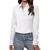 Gleeivy Button Down Shirts for Women Classic Fit Dress Shirt Work Business Casual Long Sleeve Blouse Tops