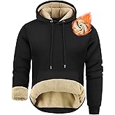 ZITY Men's Sherpa Lined Hoodie Sweatshirts Heavy Pullover Kangaroo Pocket Winter Windproof Warm Fleece Hoodie Athletic