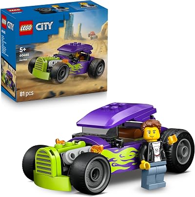 LEGO City Hot Rod Race Car Toy 60485 with Driver Minifigure and Folding Roof