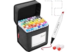 Bianyo 72 Colors Alcohol Markers Set, Dual Tip Art Markers with Fine & Chisel Tips, Black Case with Customizable Card – Ideal for Coloring, Drawing, and Sketching as Thanksgiving & Christmas Gifts