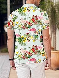 LuckLemocor Hawaiian Shirt Men Beach Button Down