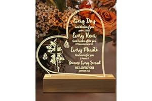 Hiipeenow Christian Gifts for Women, Acrylic Engraved Night Light 15 * 19CM, Mothers Day Inspirational Gifts with Bible Verse and Prayers, Religious Scripture Baptism Gifts for Women Men Friends Mom