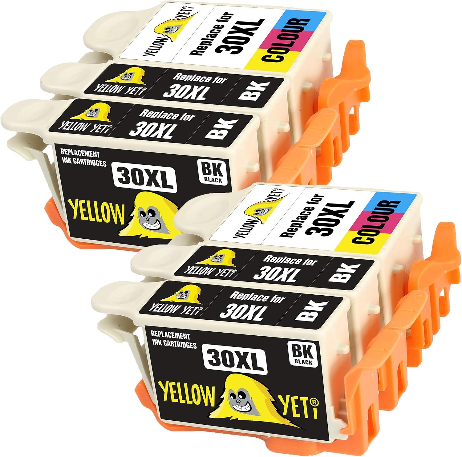 YELLOW YETI Replacement for Kodak 30 30XL 30B 30CL Ink Cartridges compatible with Kodak ESP C100 C110 C115 C300 C310 C315 C330 C360 1.2 3.2 3.2S Hero 2.2 3.1 5.1 Office 2100 2150 (4 Black + 2 Colour)