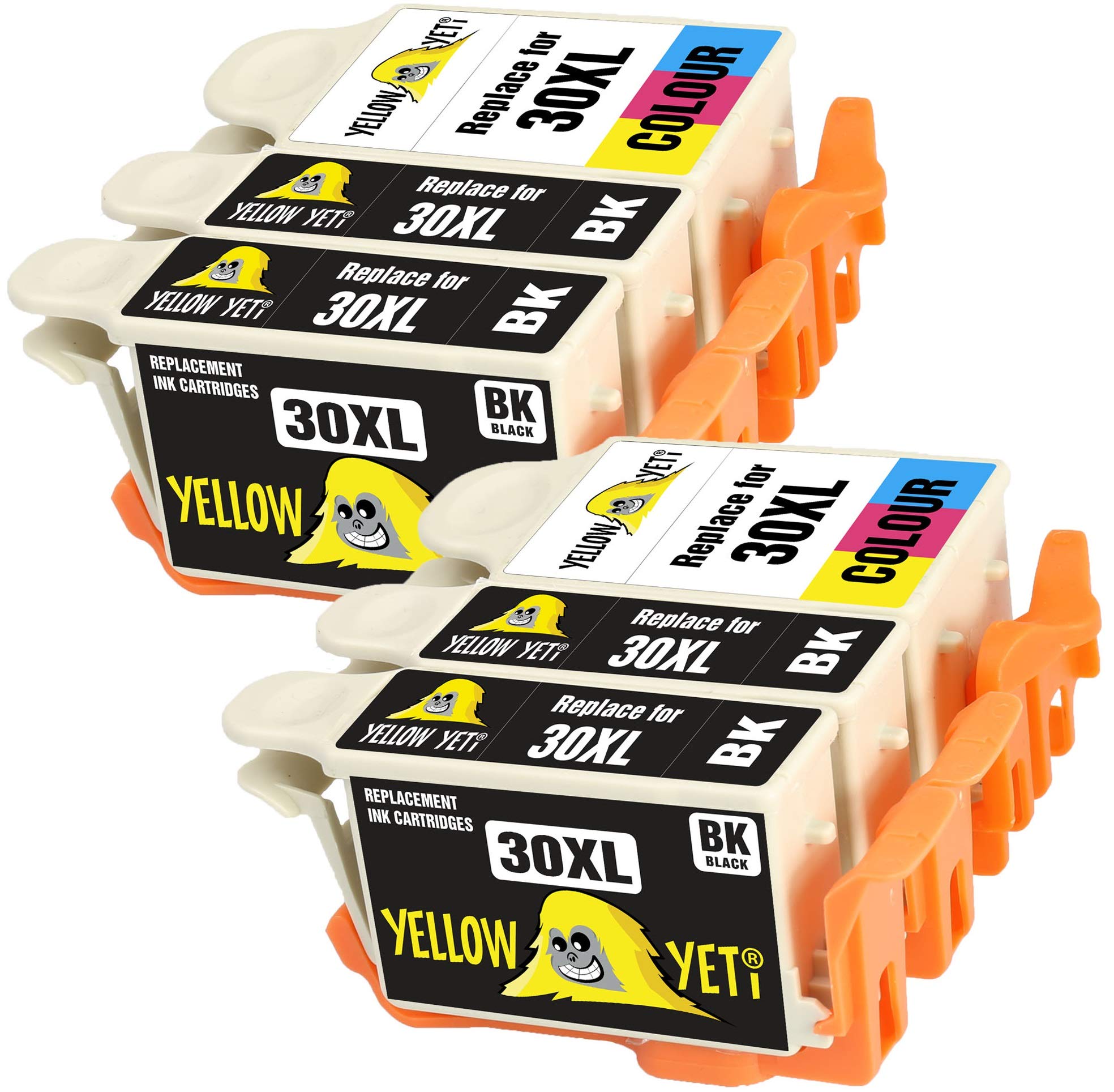 YELLOW YETI Replacement for Kodak 30 30XL 30B 30CL Ink Cartridges compatible with Kodak ESP C100 C110 C115 C300 C310 C315 C330 C360 1.2 3.2 3.2S Hero 2.2 3.1 5.1 Office 2100 2150 (4 Black + 2 Colour)