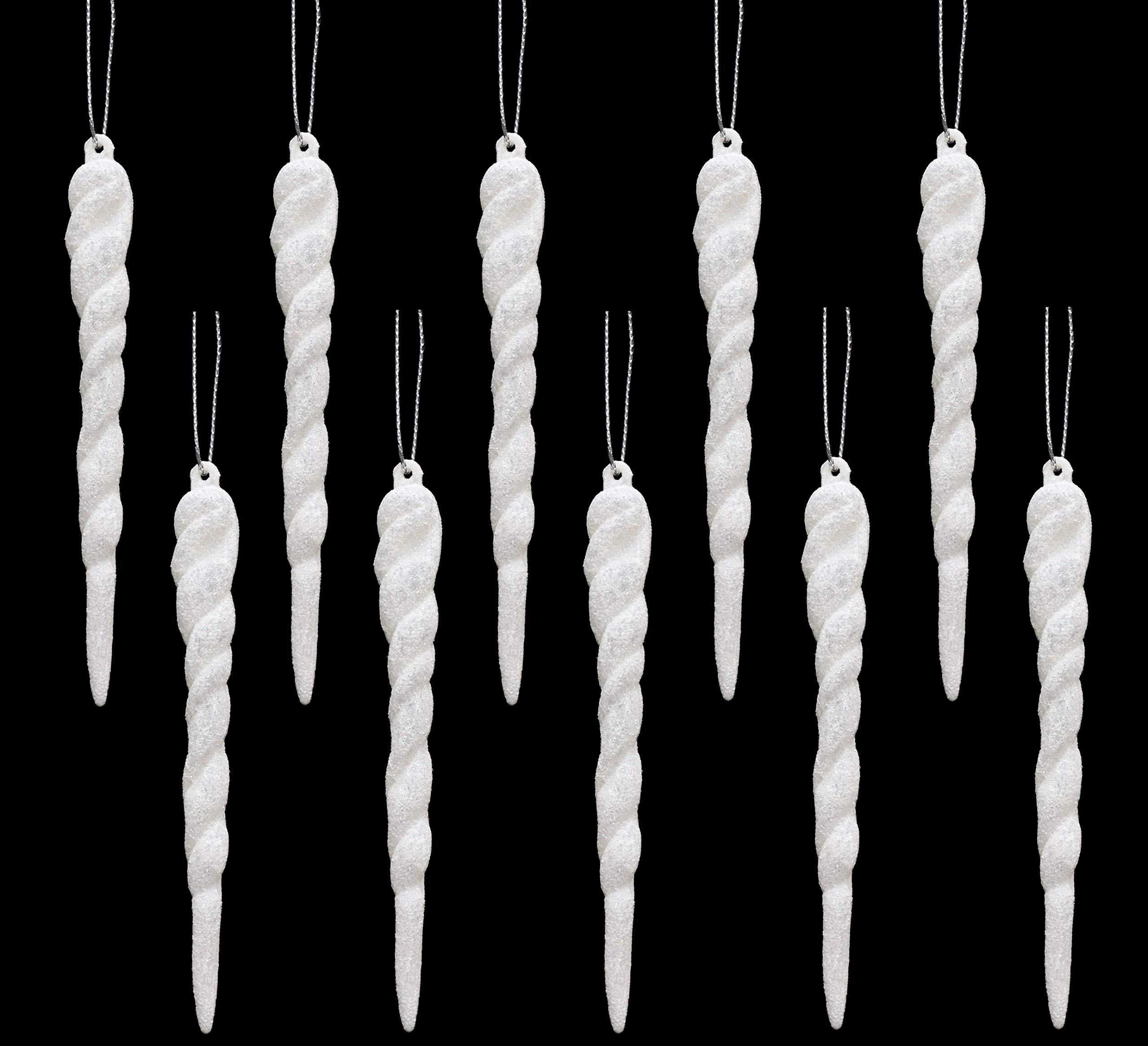 Christmas Concepts® 12cm Glitter Icicle Decorations Christmas Tree Trims (WHITE, 10) — image 1