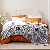 Westinghouse Queen Size Electric Blanket, Flannel to Sherpa Reversible, Heated Blanket Queen with Dual Control 10 Heating Settings & 1-12 Hours Auto Shut Off, Machine Washable, (84" x 90", Light Grey)
