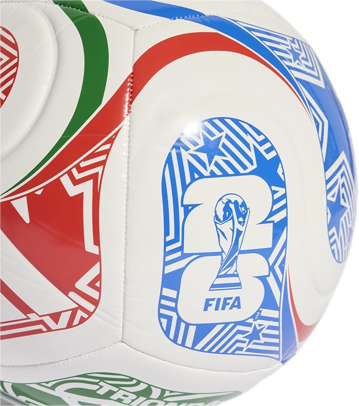 Unisex FIFA World Cup 26 Trionda Club Ball, White/Vivid red/Glory Blue/Green, 5