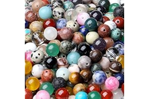 LAIDANLA Multicolor 100PCS 8mm Round Natural Stone Beads for DIY Jewelry Making