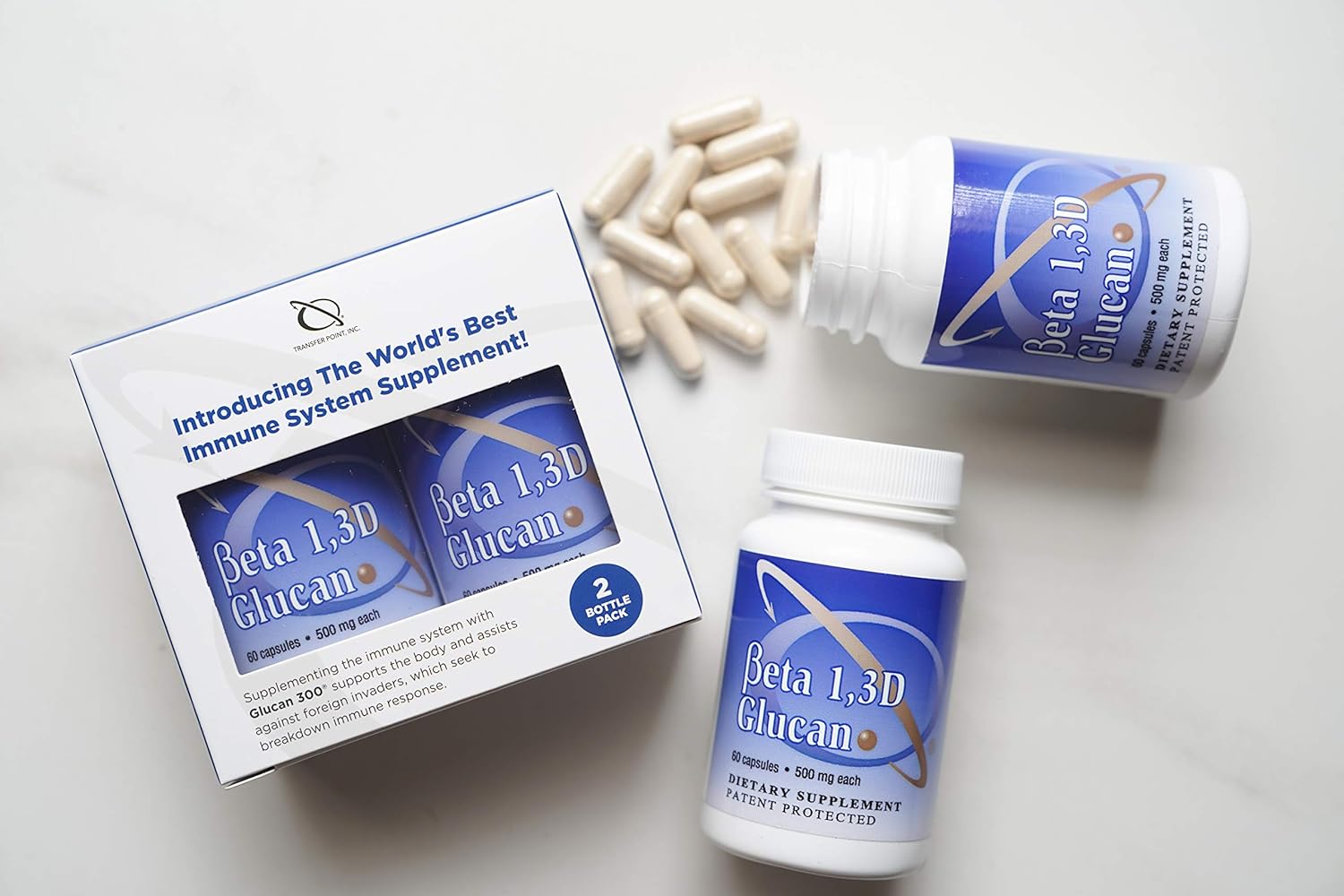 Transfer Point Beta 1, 3D Glucan 500mg - 85% Minimum Glucan Purity