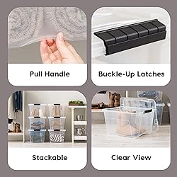 IRIS USA 32 Qt Stackable Plastic Storage Bins with
