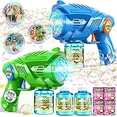 Bubble Gun Machine for Kids 4-8: 2-Pack Automatic Bubble Guns with 2 Bottles Refill Solution - Summer Outdoor Toys Bubble Bla