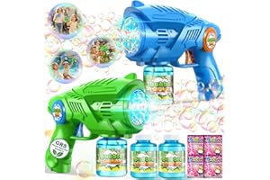 Bubble Gun Machine for Kids 4-8: 2-Pack Automatic Bubble Guns with 2 Bottles Refill Solution - Summer Outdoor Toys Bubble Bla
