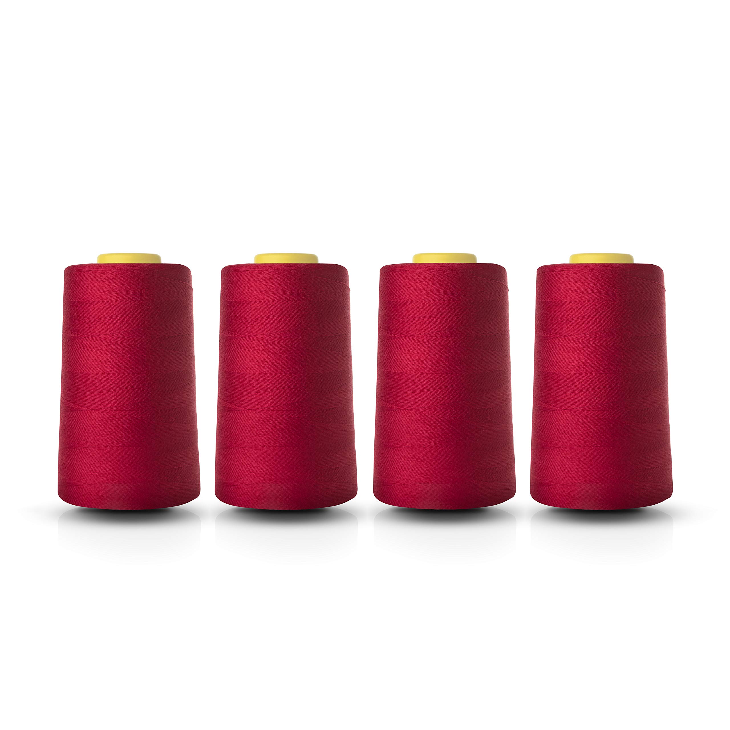 Realm Overlocking Sewing Machine Polyester Thread x Four 5000 Yards Cones White Black Natural Navy Red (Red)