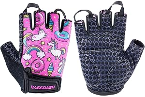 BASSDASH UPF 50+ Kids' Gloves with Padded Grippy Palm UV Protection for Bicycles Fishing for 1-8 Years Old Boys Girls