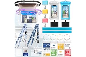 MOYISEA Cruise Ship Essentials 2025 - Complete Cruise Must-Haves Kit with Waterproof Fanny Packs(His & Hers), Adjustable Lanyards, Magnetic Hooks, Luggage Tags, Waterproof Phone Cases & Towel Bands