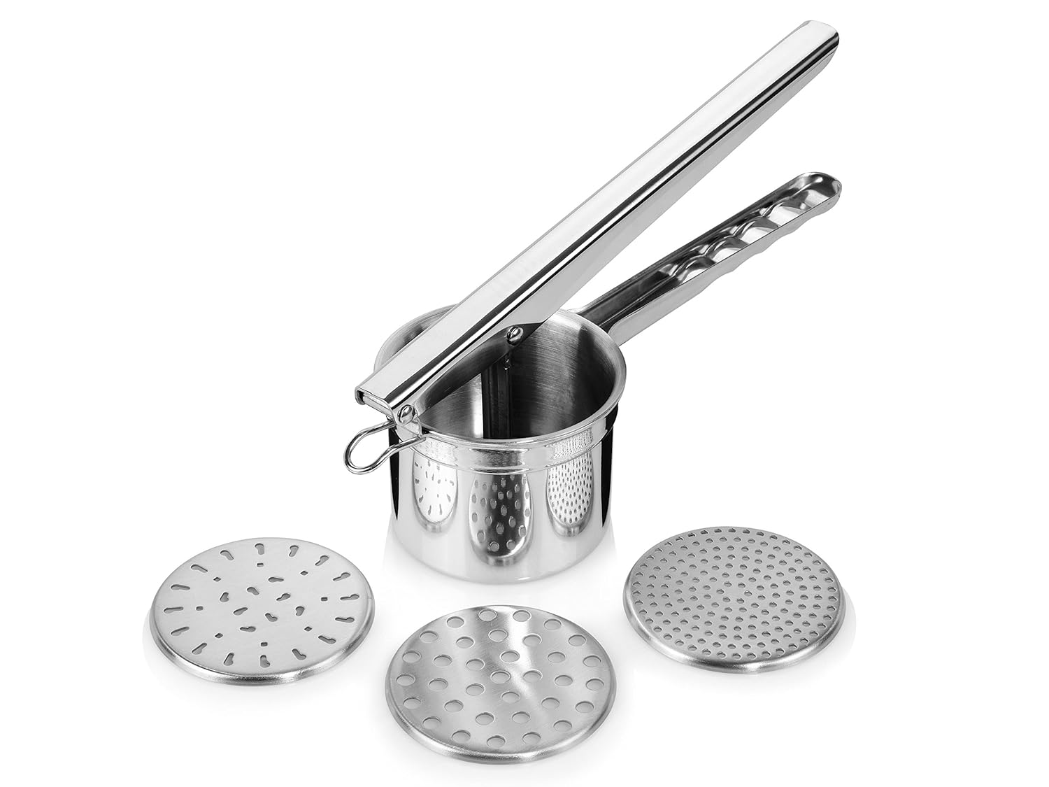 Stainless steel potato press ricer with 3 hole discs 14073. Home