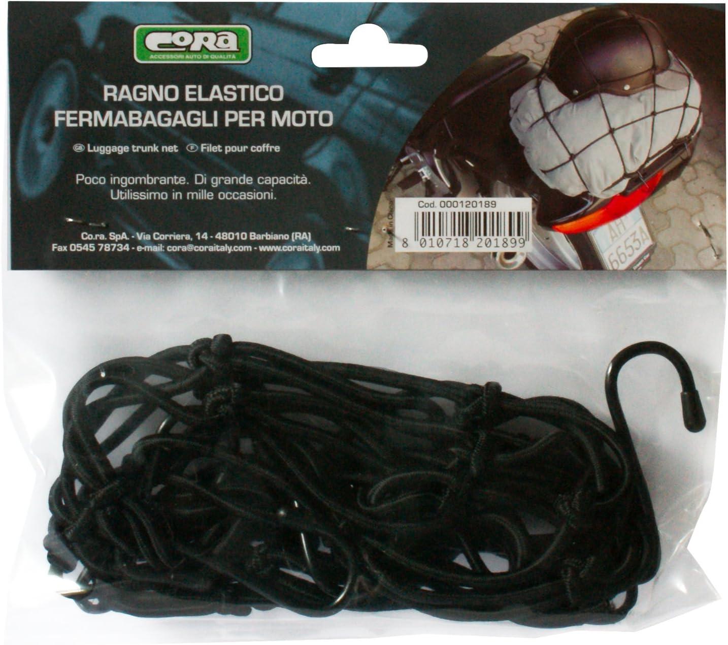 CORA 000120189 Motorbike Cargo Net, Black, 4 pollici x 4 pollici - Image 3
