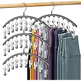 Legging Organizer for Closet, Metal Yoga Pants Hangers 4 Pack w/10 Clips Holds 40 Leggings, Hangers Space Saving Hanging Clos