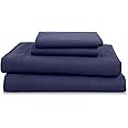 3 Piece Twin Sheets Set | Twin Bed Sheets Set – Light Weight, Soft Breathable Sheets | Brushed Cotton Rich Blend | Secure-Fit, Wrinkle Resistant, Durable, Easy Care Bed Sheets | Comfy Sheets | Navy