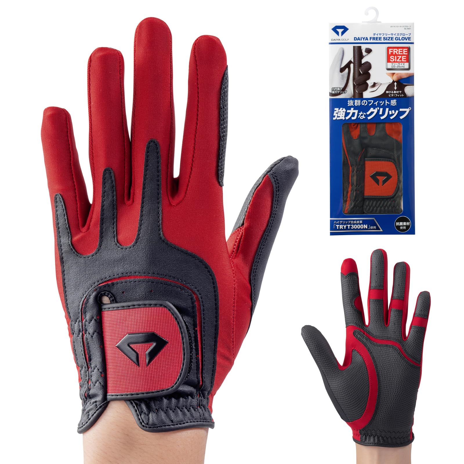 ダイヤゴルフ ダイヤフリーサイズグローブ レッド ブラックの商品画像