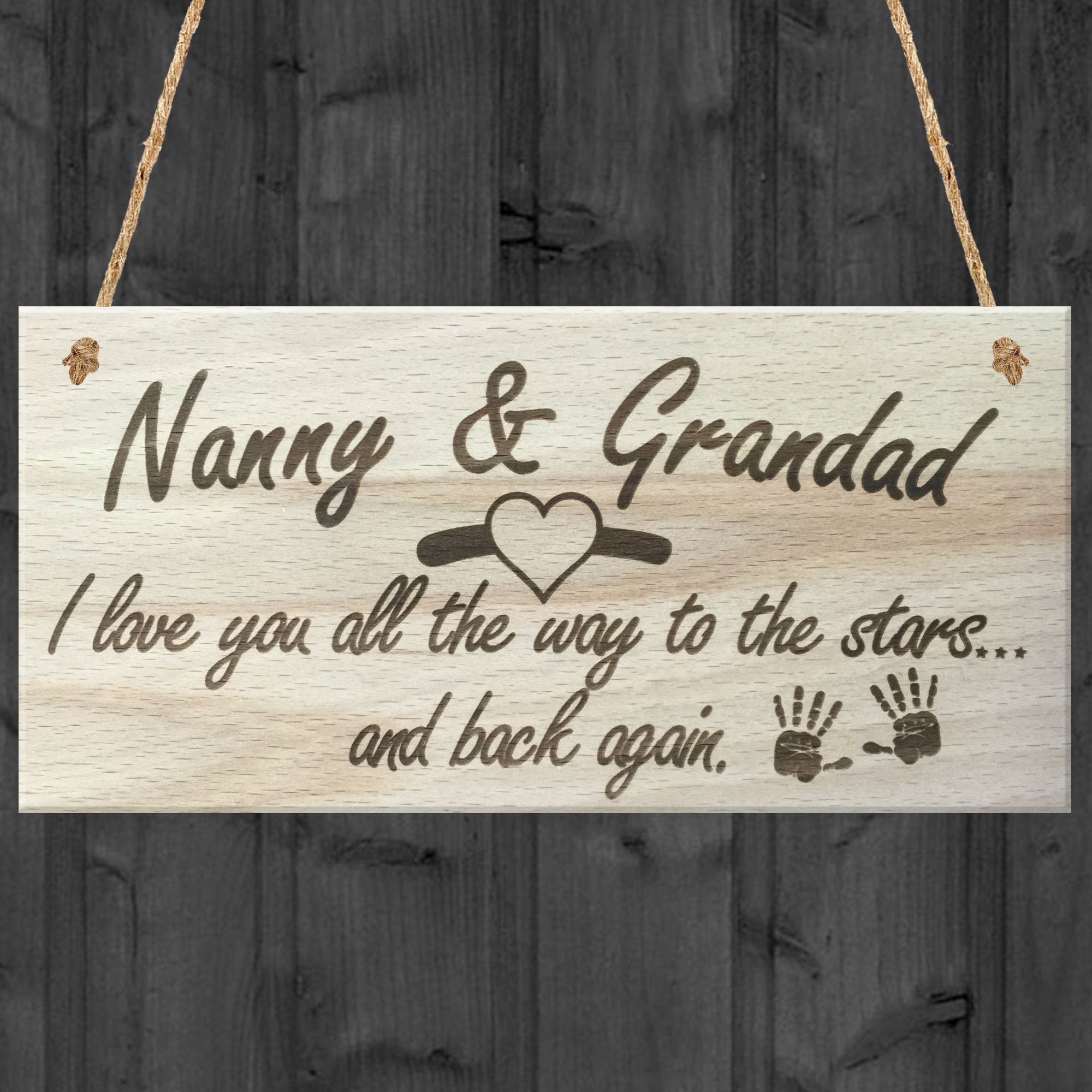 Red Ocean Nanny & Grandad I Love You All The Way To The Stars & Back Again Wooden Hanging Plaque Grandparents Gift Sign