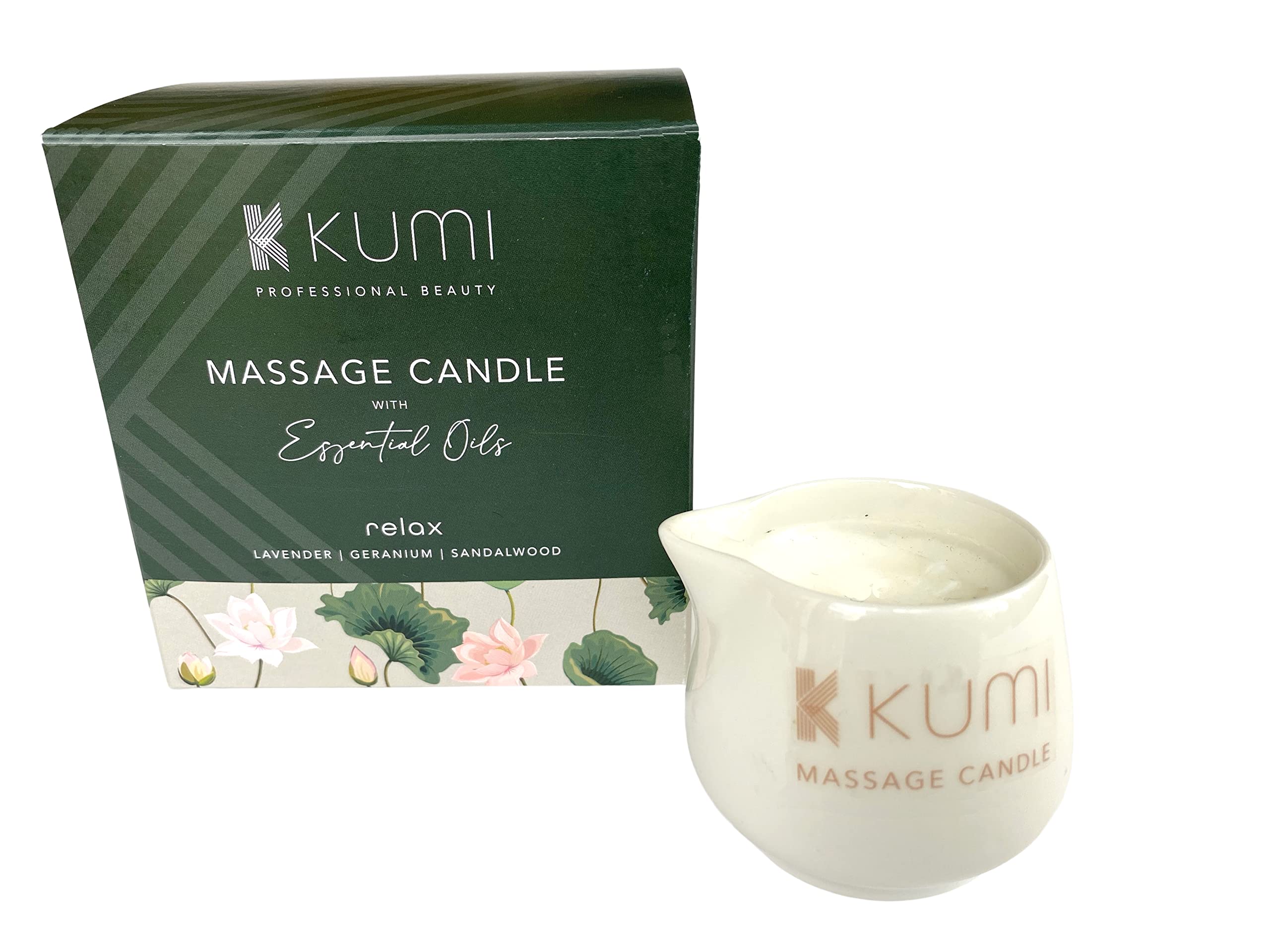 Kumi Aromatherapy Massage Candle - Scented Candle for Massage - Plant Based & Vegan Massage Oil Based Candle - Home Spa - UK Made - 55g - Relax — image 1