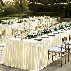 9ft Length Glitter Champagne Table Skirt for