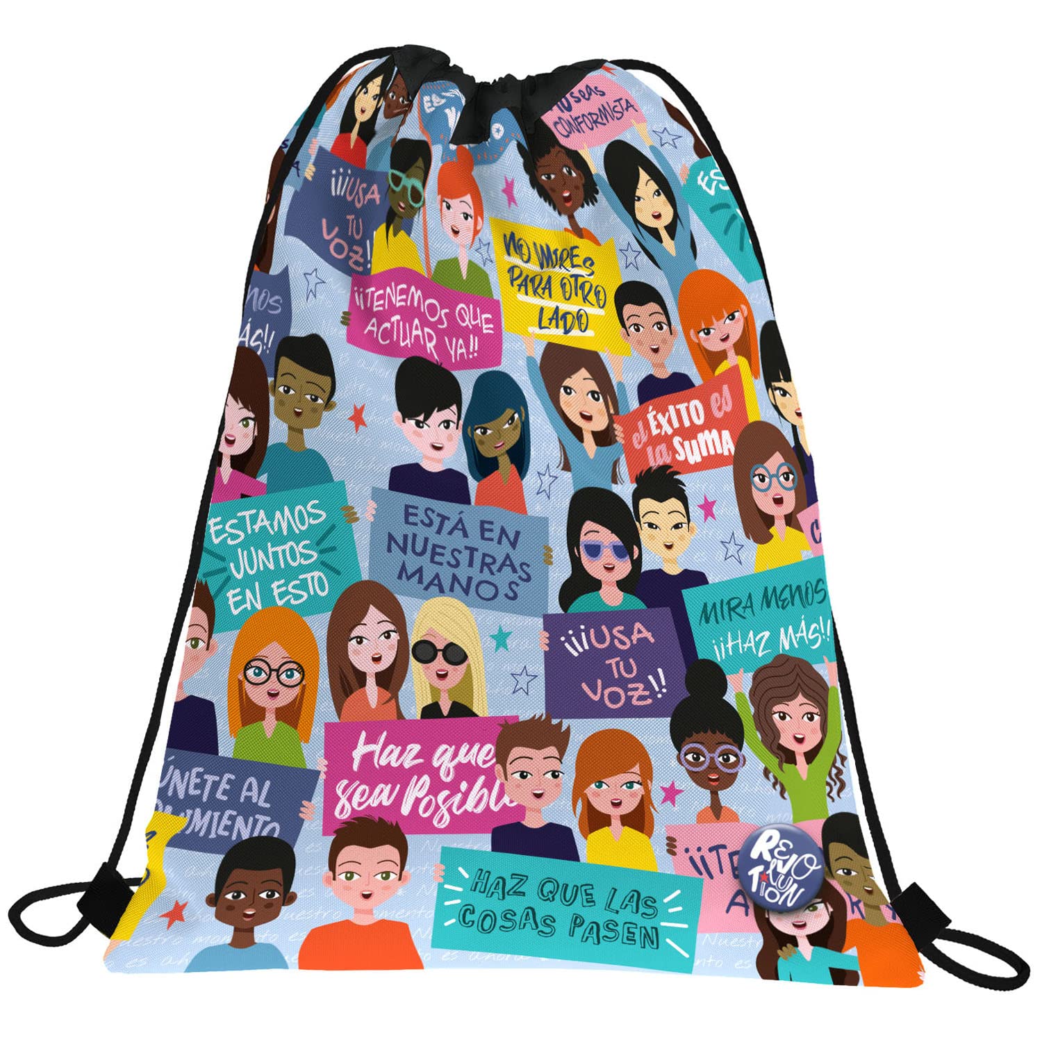 Grafoplás 37610594. Backpack Bag Strings, External Pocket, 36x47cm, Move On Collection, Revolution, multicoloured, 36x47cm, School