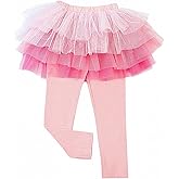 Little Girls Footless Leggings with Tutu Ruffle Twinkle Star Skirt Stretchy Cotton Pantskirt