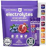 Keppi Electrolytes Powder Packets &ndash; Blueberry Pomegranate 30 Servings &ndash; No Sugar Hydration Supplement with Potassium, Magnesium, Sodium &ndash; Keto, Vegan, Fasting-Friendly, Zero Calorie Hydration Packets