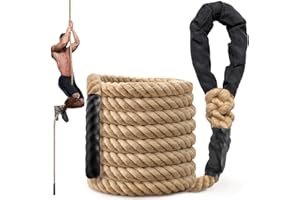 SODLAR Climbing Rope Gym Workout - 1.5 Inch Diameter 10FT 15FT 20FT 25FT 30FT 35FT Heavy Duty Jute Thick Ropes for Adults Strength Training Outdoor Tree Swing Indoor Home Fitness Exercise