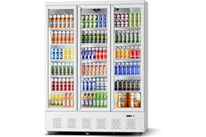 ECEVT 40.5 Cu.ft. Commercial Refrigerators 3 Glass Door Beverage Refrigerators Commercial Fridge Upright Cooler with Soft LED Light and 15 Adjustable Shelves for Restaurant Grocery Stores Home