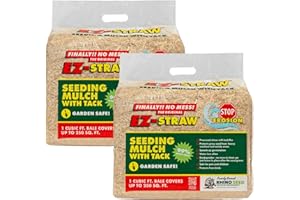 EZ-Straw Seeding Mulch with Tack - Biodegradable Processed Straw, 1 cu. ft. Bale (Each Covers 250 sq. ft.), 2 Pack