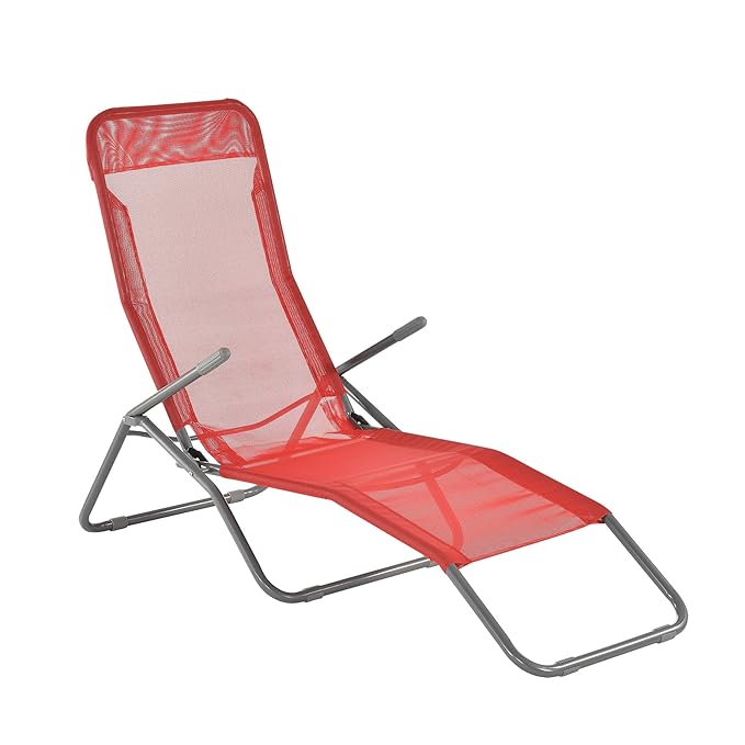[casa.pro]®] Sonnenliege 190cm Rot Gartenliege Strandliege Kippliege Liege Faltbar