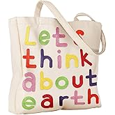 Miss Adola Embroidery Tote Bag with Pocket & Buckle - Reusable Canvas Tote for Women Cute Aesthetic Work Shopping Grocery Bag