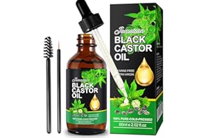 TUDIQE Jamaican Black Castor Oil, Castor Oil Organic Cold Pressed Unrefined, Pure Natural Castor Oil for Hair Growth, Eyelashes & Eyebrows, Deep Cleansing, Skin & Scalp Moisturizer, Nail Care Grow, 60ML
