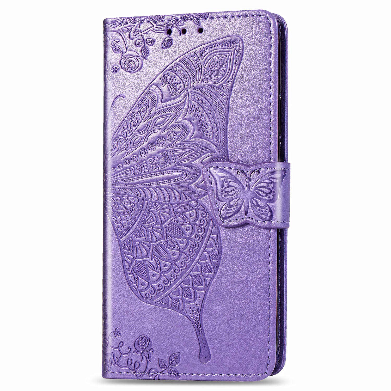 Thoankj Sony Xperia L4 Case PU Leather Flip Notebook Slim Fit Wallet Phone Case Cute Butterfly with Kickstand Soft TPU Gel Bumper Folio Shockproof Protective Cover for Sony Xperia L4 Light Purple