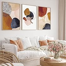 絵画 abstract painting Dthllay Blue Orange Terracotta Wall Art Canvas Abstract