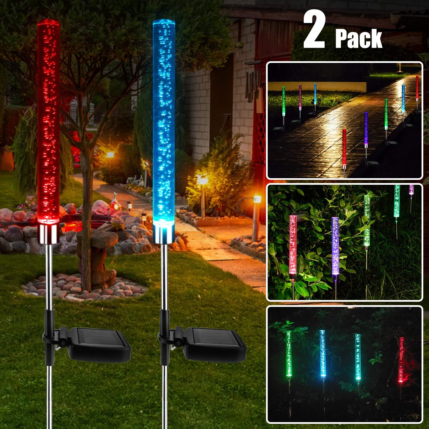Best 2Pcs Garden Solar Color Lights Outdoor Acrylic
