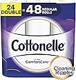Cottonelle Toilet Paper, 24 Double Rolls, 142 Sheets Per Roll, 2-ply,Ultra ComfortCare,Soft Bath Tissue,Biodegradable,Septic safe