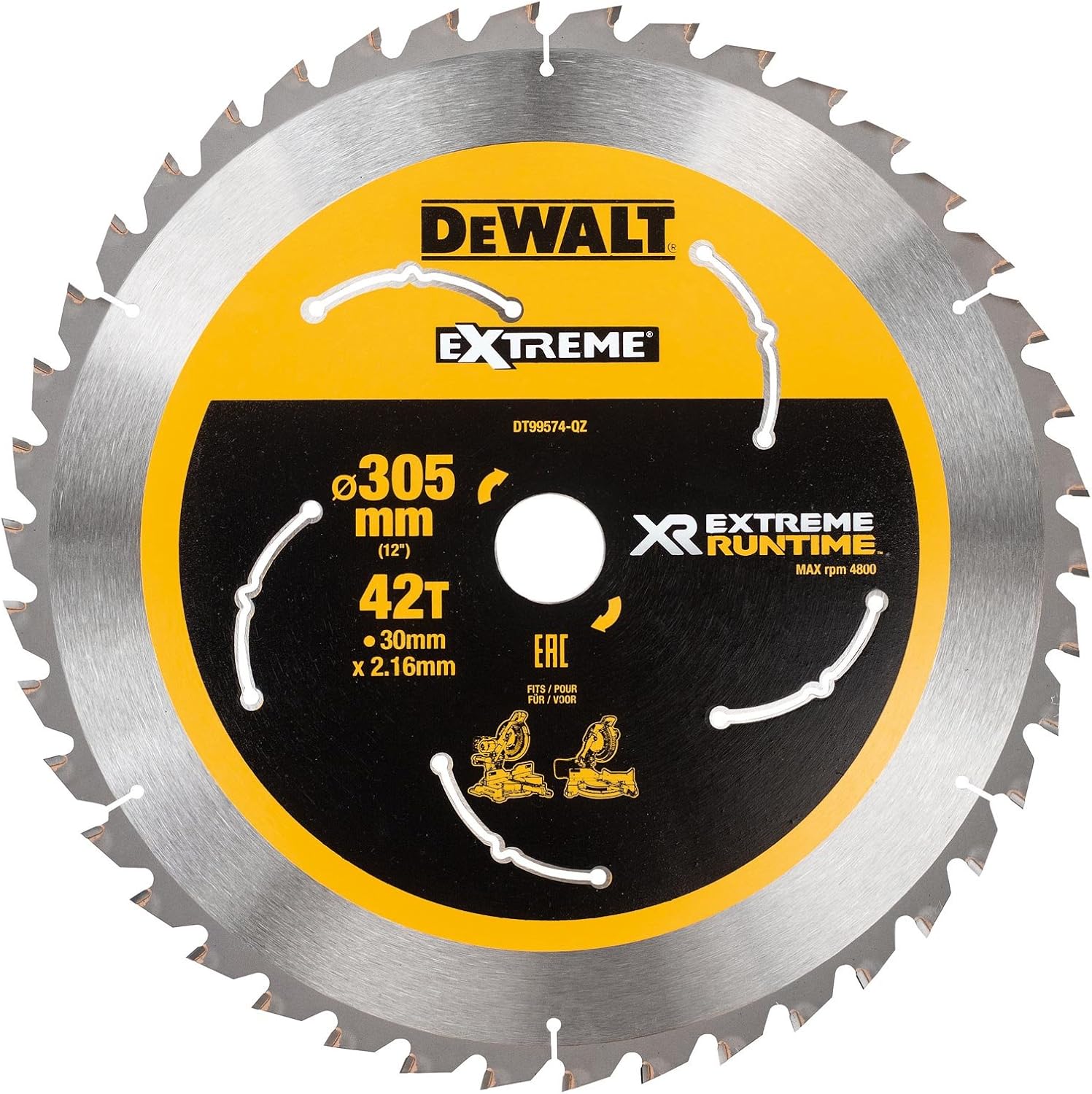 Dewalt dt99574-qz - Circular Saw Blade Stationary XR Extreme Runtime 3, Black/Yellow