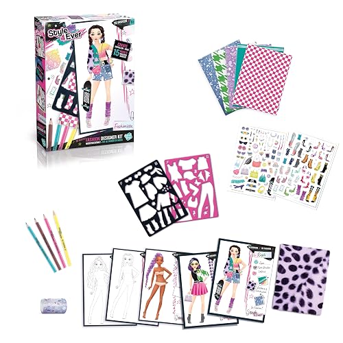 Style 4 Ever Fashion Designer - Fashion Designer Kit, Real Fabric, Stencils, Printed Sheets, Stickers and More!