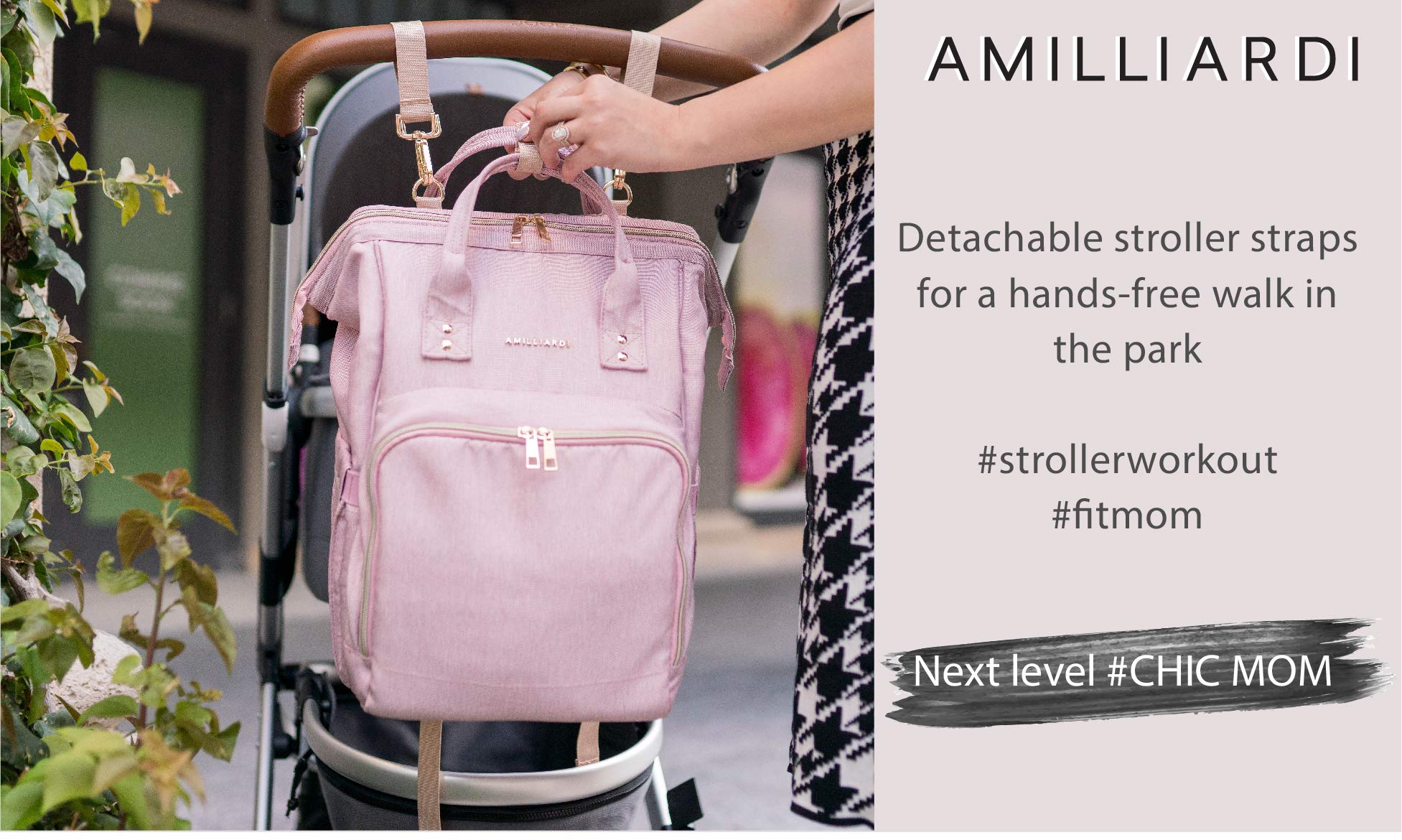 Diaper Bag Backpack with 6 INSULATED Bottle Holders – Light Pink, Water-Resistant Polyester Baby Bag – Detachable Stroller Straps – Stylish & Spacious for Baby Girl – Travel Diaper Bag