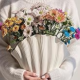 Sea Shell Vase - Ceramic Coastal Shell Shaped Vase for Living Room Bedroom Bathroom Modern Home Decor Unique Farmhouse Aesthetic Shelf and Decorative Centerpiece White Table Cute Planter Flower Pot