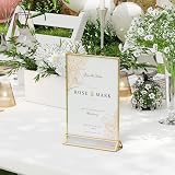 Lifewit 6 Pack A5 Acrylic Sign Holder with Gold Borders Vertical Double-Sided view 5